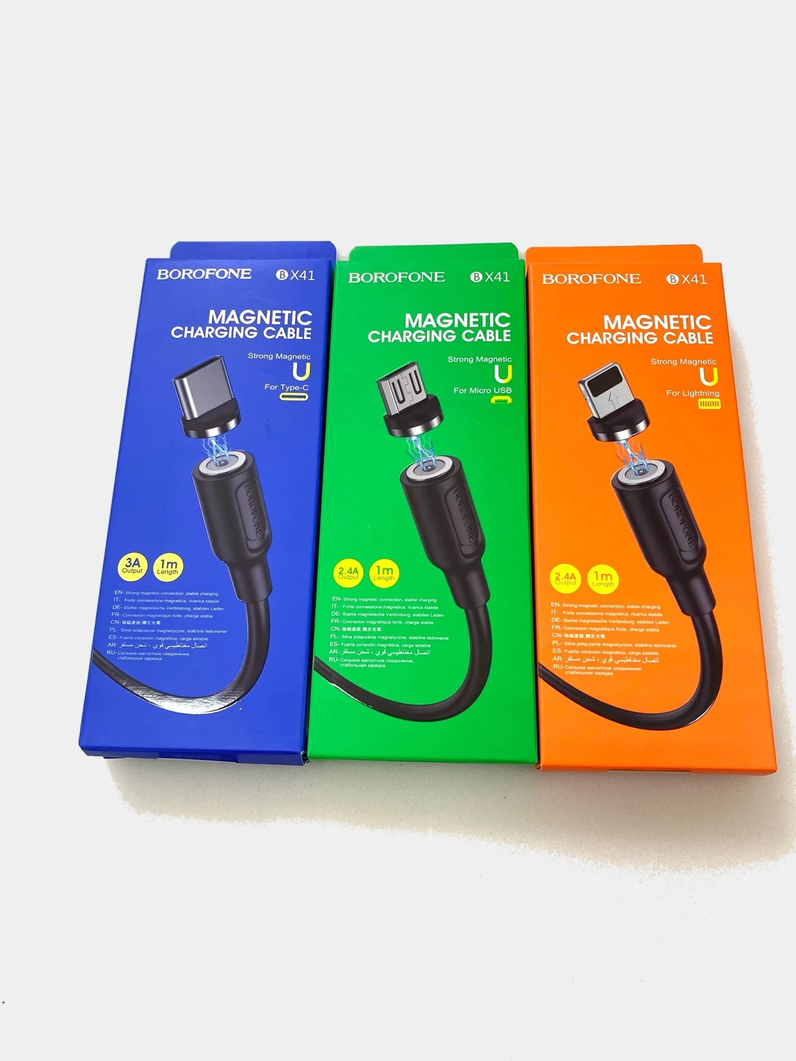 Кабель магнитный для зарядки телефона Borofone BX41, Lightning, Micro USB, Type-C