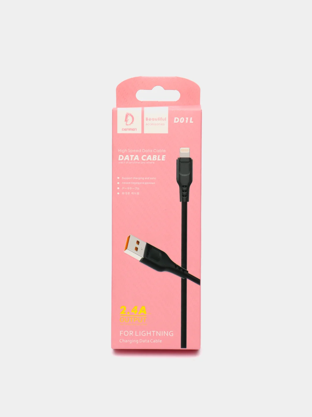 Черный кабель Denmen D01 microUSB, Type-C, Lightning быстрая зарядка, 1 м