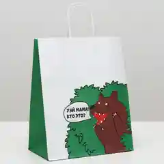 Зеленый пакет подарочный бумажный с приколом