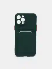 Тёмно-зелёный чехол для iPhone XR, 12, 13, Pro, Max, ХР с карманом для карт защита камеры динамика айфон