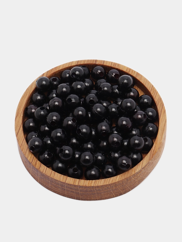 Бусины пластиковые, чёрные, 6 мм, 100 штук