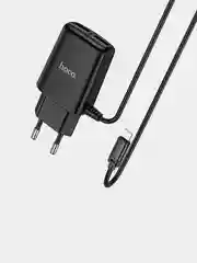 Белый сетевое зарядное устройство HOCO C82A + кабель Type-C/Lightning, 2 USB, 1 м, 2.4A
