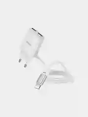 Белый сетевое зарядное устройство HOCO C82A + кабель Type-C/Lightning, 2 USB, 1 м, 2.4A