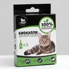 Биокапли "ПИЖОН Premium", для котят и кошек, от блох и клещей, до 10 кг, 3 х 1 мл