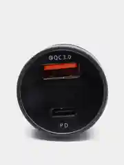 Черный автомобильное зарядное устройство в прикуриватель, QC3.0 быстрая зарядка, USB, Type-C