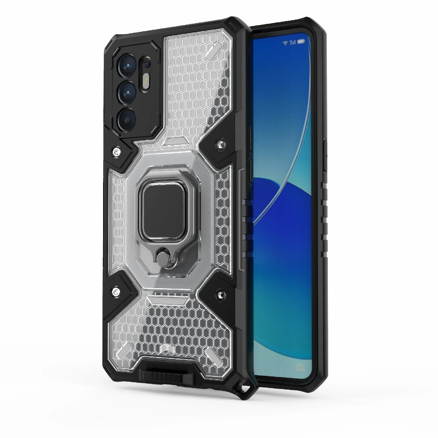 Красный чехол противоударный с кольцом-держателем на Oppo Reno 6 Reno6 (Оппо Рено 6)