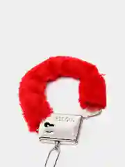 Красный наручники с мехом металлические