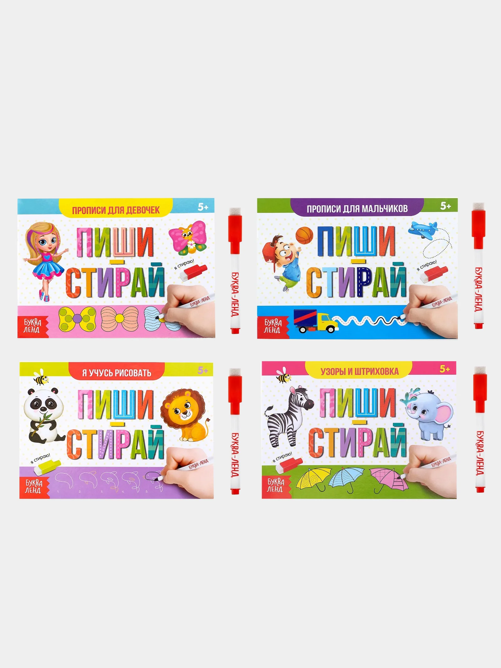 Аметистовый многоразовые книжки с маркером "Пиши-стирай" 5+