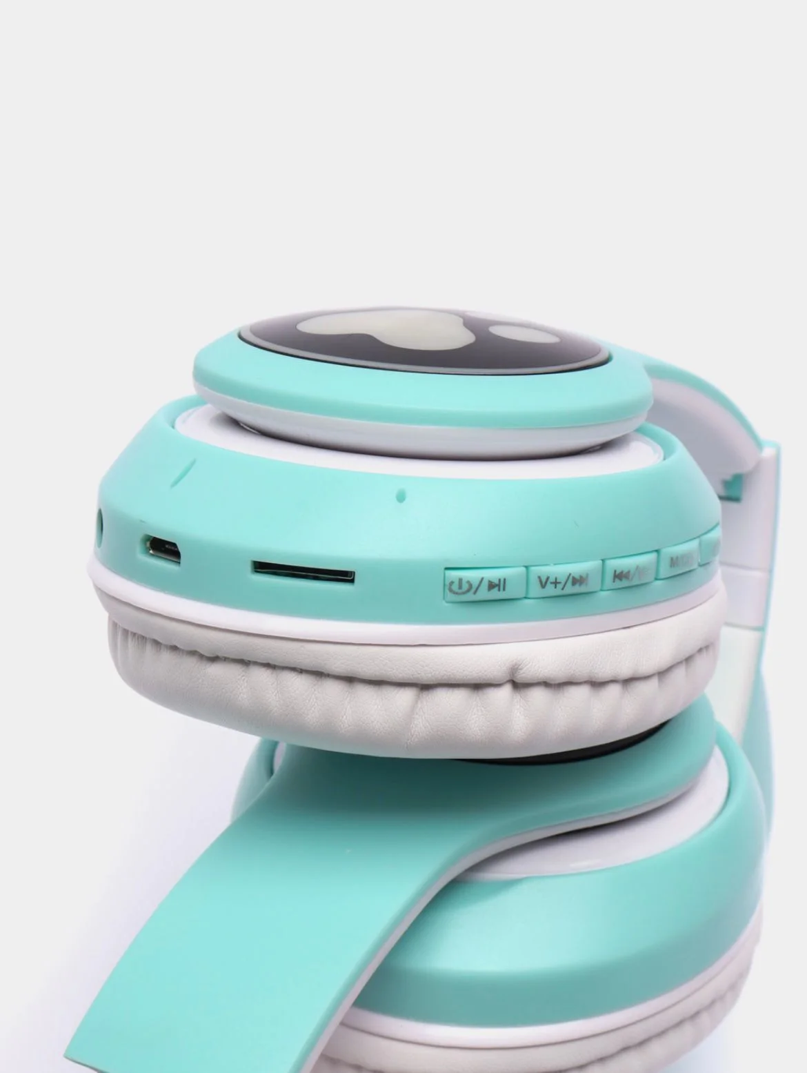 Бирюзовый беспроводные наушники Bluetooth, со светящимися ушками, детские