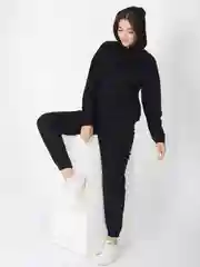 Черный костюм женский спортивный джоггеры и худи