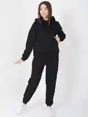Черный костюм женский спортивный джоггеры и худи