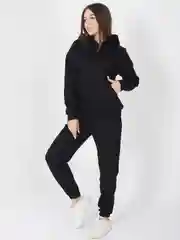 Черный костюм женский спортивный джоггеры и худи