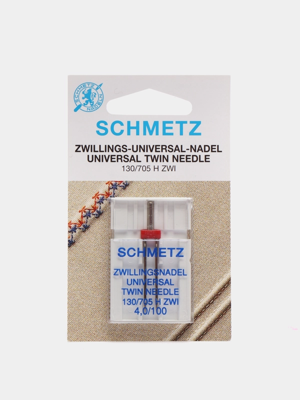 Иглы для бытовых швейных машин стандартные двойные Schmetz 130/705H ZWI № 100/4.0, уп.1 иг