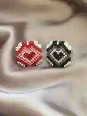 Кольцо обьёмное сердчко из бисера
