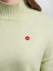 Багровый брошь женская "Губки, губы"