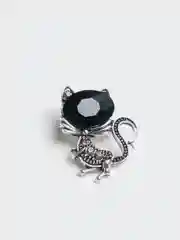 Черный брошь женская котик