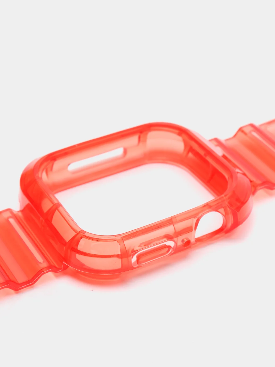 Красный ремешок для Apple Watch 38 / 40 / 41 / 42 / 44 / 45 / 49 мм браслет силиконовый прозрачный