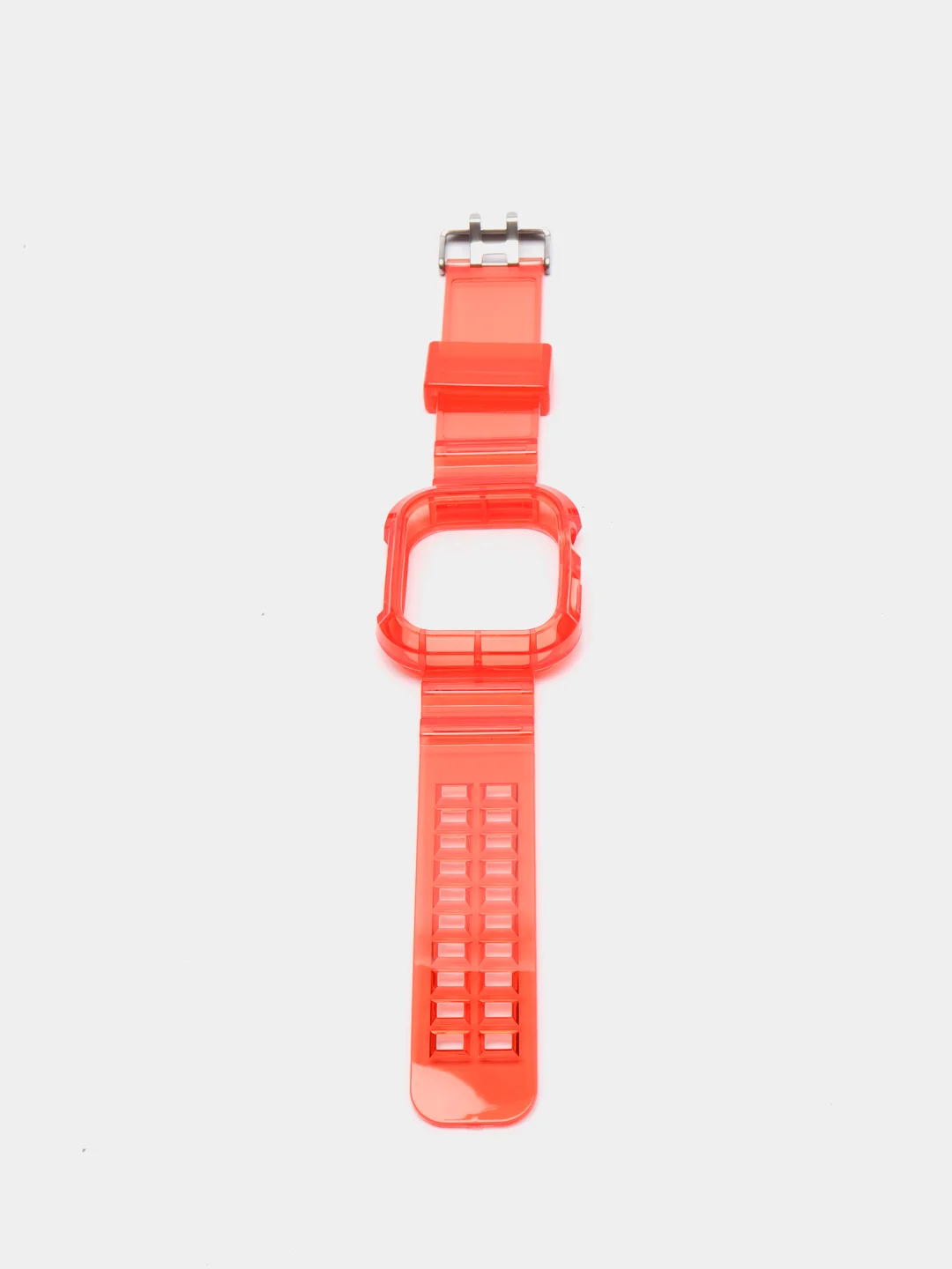 Красный ремешок для Apple Watch 38 / 40 / 41 / 42 / 44 / 45 / 49 мм браслет силиконовый прозрачный