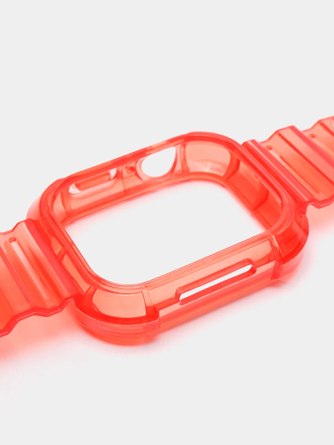 Красный ремешок для Apple Watch 38 / 40 / 41 / 42 / 44 / 45 / 49 мм браслет силиконовый прозрачный