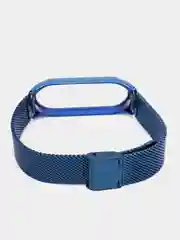 Синий фирменный металлический ремешок для Xiaomi Mi band 3, 4, 5, 6
