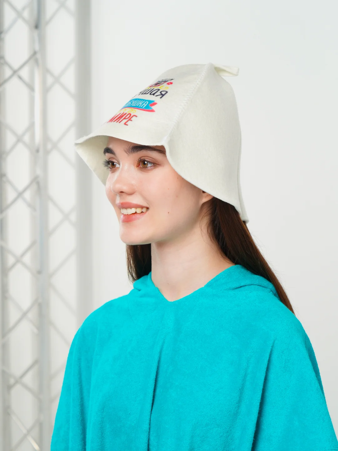 Багровый шапка для бани, женская