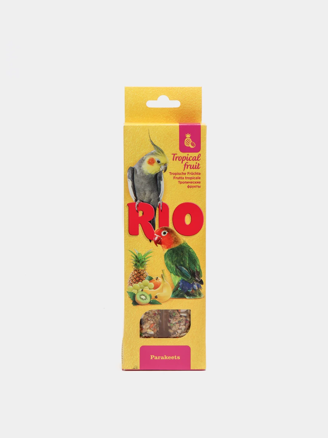 Палочки (лакомство) Rio для средних попугаев с тропическими фруктами, 2 штуки по 75 г