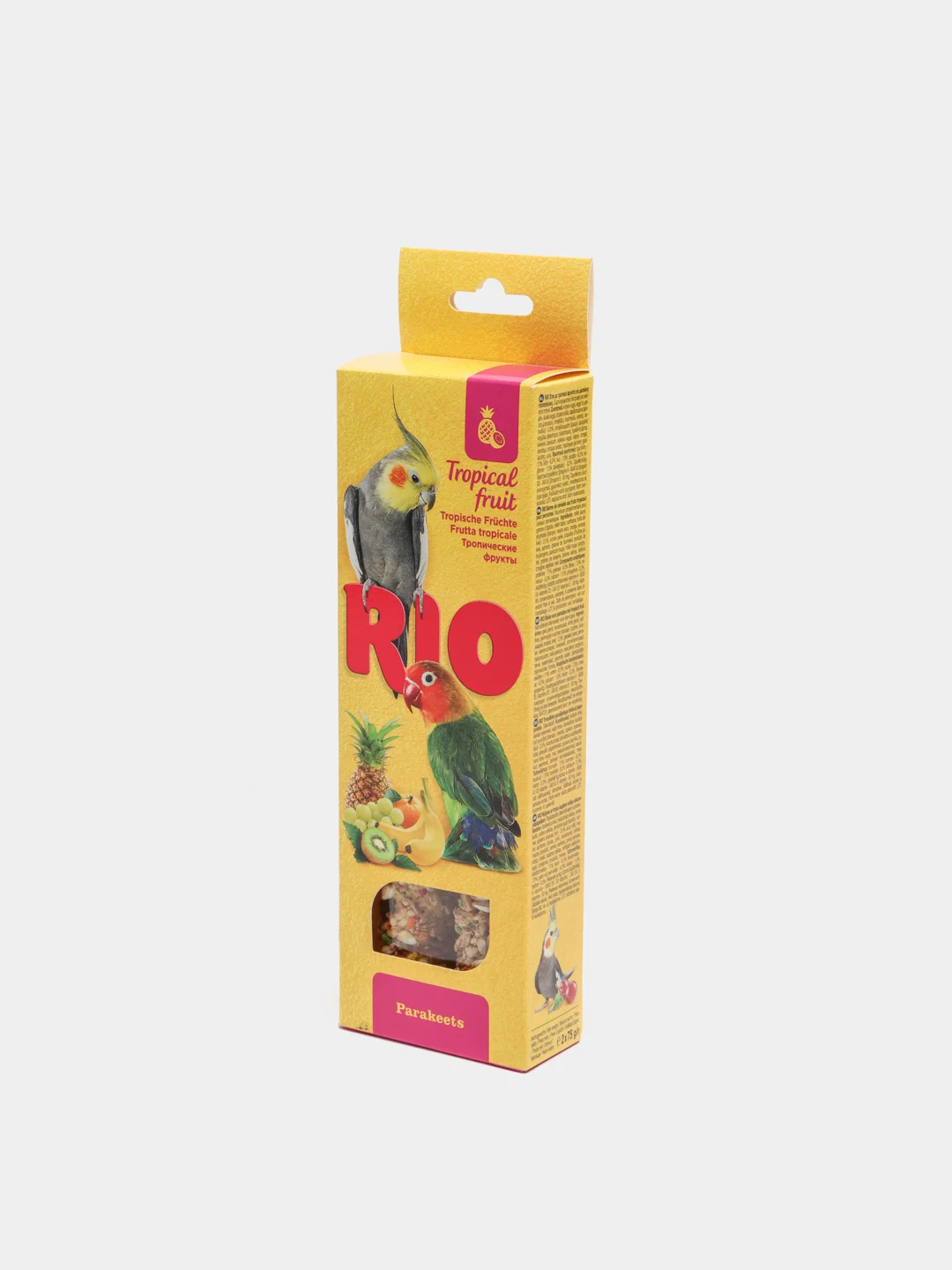 Палочки (лакомство) Rio для средних попугаев с тропическими фруктами, 2 штуки по 75 г