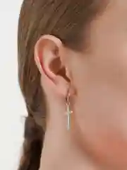 Серебряный серьга - кольцо "Конго", с массивной подвеской "Крест"