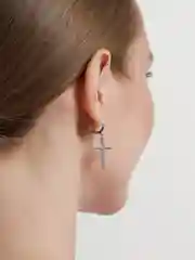 Серебряный серьга - кольцо "Конго", с массивной подвеской "Крест"