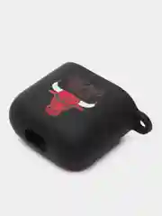 Багровый силиконовый чехол для наушников Apple Airpods 1, 2. с принтом Nike, Nasa (Найк, Наса))