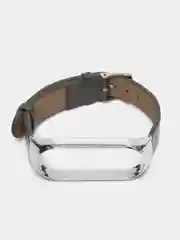 Серый фирменный кожаный ремешок для Xiaomi mi band 3, 4, 5, 6