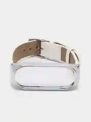 Белый фирменный кожаный ремешок для Xiaomi mi band 3, 4, 5, 6