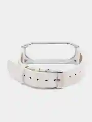 Белый фирменный кожаный ремешок для Xiaomi mi band 3, 4, 5, 6