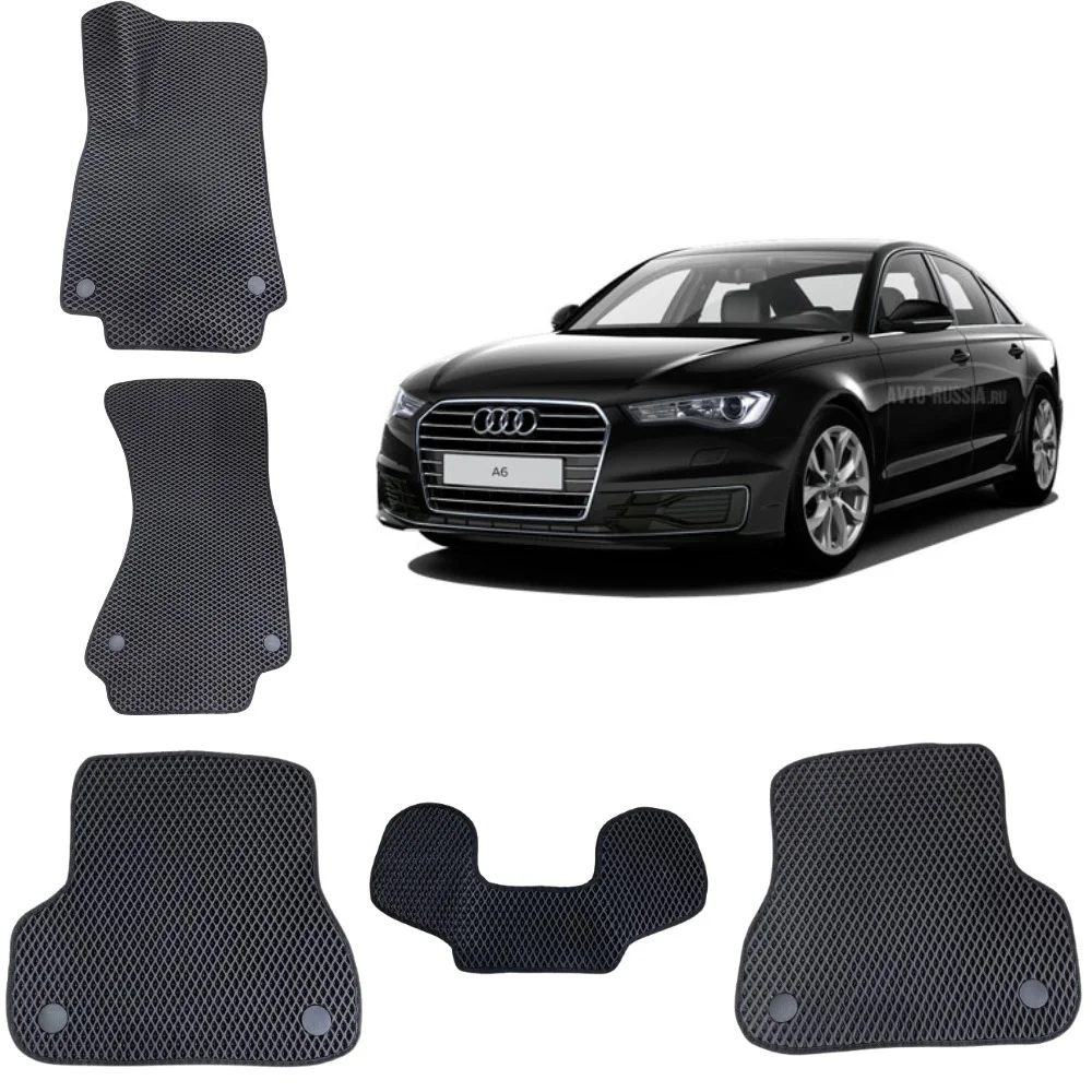 Черный автомобильные 3D EVA коврики в салон для AUDI A6 C7 4 поколение / Ауди А6 Ц7