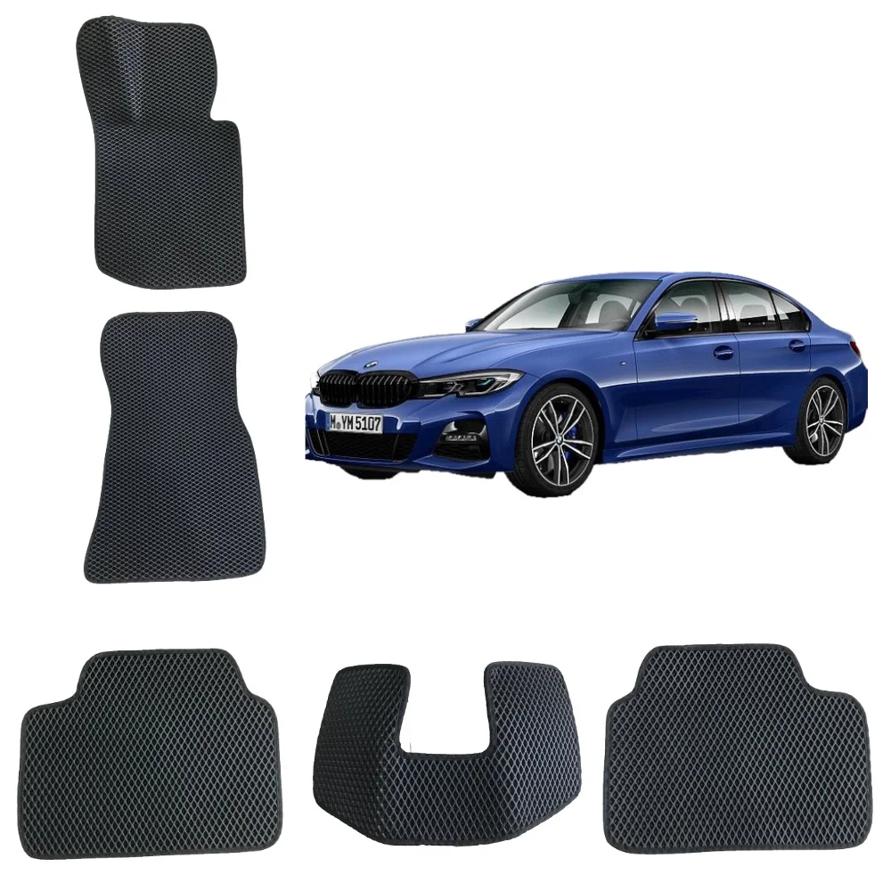 Черный автомобильные 3D-коврики EVA в салон для BMW 3 (G20) / БМВ 3 (7 поколение)