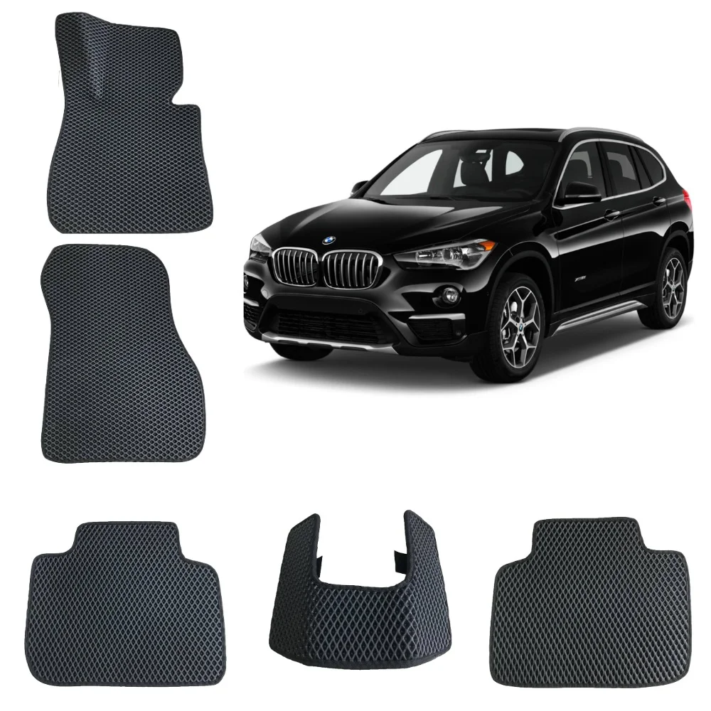 Черный автомобильные EVA-коврики 3D в салон для BMW X1 (F48)/БМВ Икс 1 (2 поколение)
