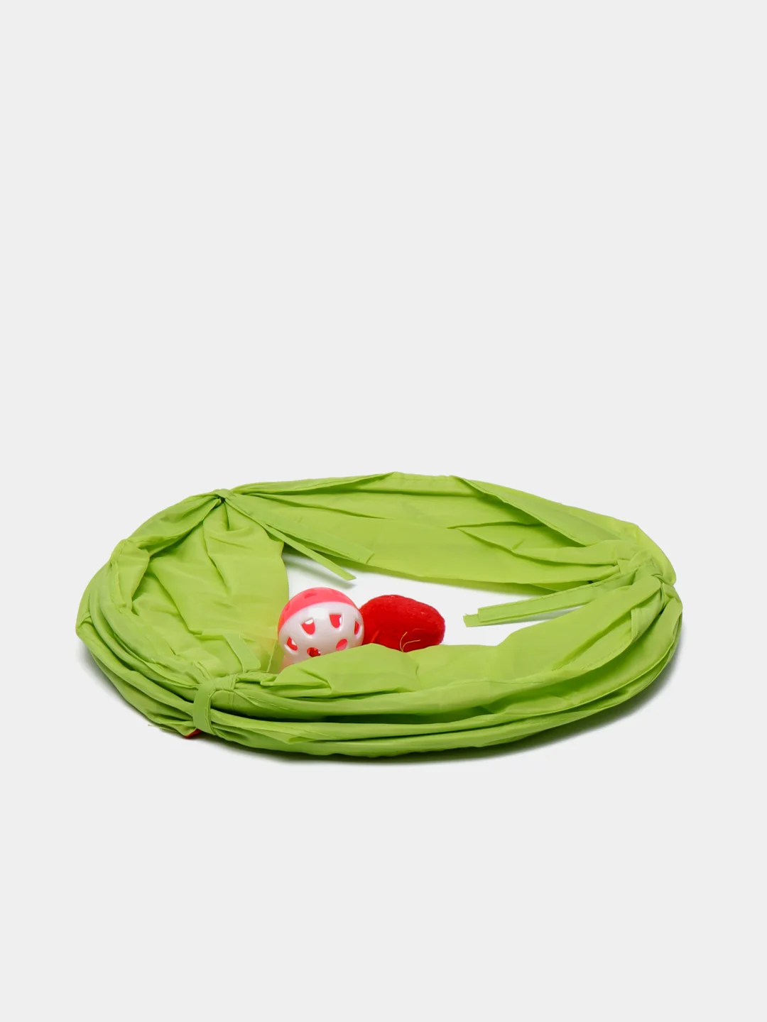 Зеленый игровой тоннель, с игрушками, для кошки