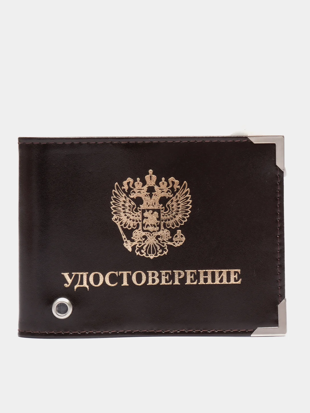 Тёмно-коричневый обложка для удостоверения с окном, кожа