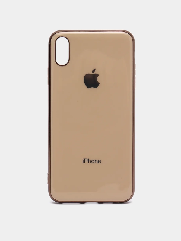 Чехол силиконовый для iPhone Xs Max, цветной, с глянцевой рамкой и логотипом