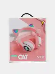 Розовый беспроводные наушники Cat Ear Bluetooth, c кошачьими светящимися ушками