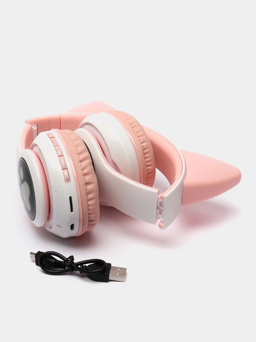 Розовый беспроводные наушники Cat Ear Bluetooth, c кошачьими светящимися ушками