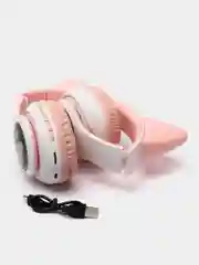 Розовый беспроводные наушники Cat Ear Bluetooth, c кошачьими светящимися ушками