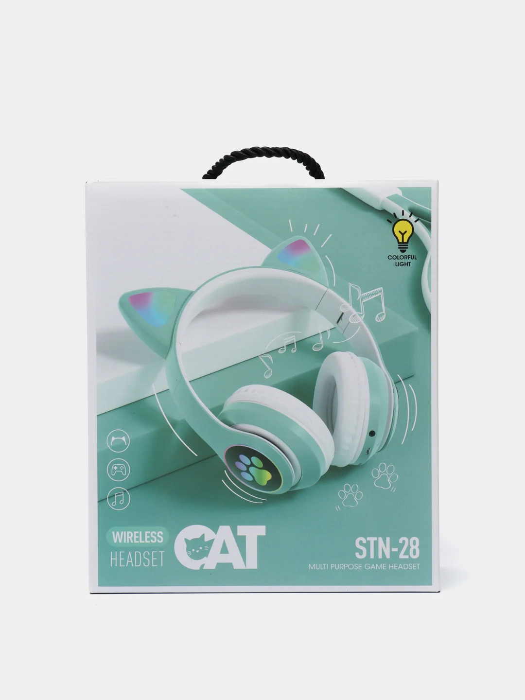 Небесно-голубой беспроводные наушники Cat Ear Bluetooth, c кошачьими светящимися ушками