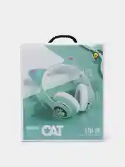 Небесно-голубой беспроводные наушники Cat Ear Bluetooth, c кошачьими светящимися ушками