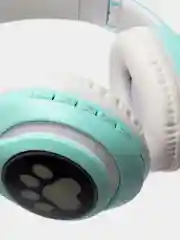 Небесно-голубой беспроводные наушники Cat Ear Bluetooth, c кошачьими светящимися ушками