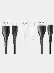 Белый дата-кабель для смартфона More choice K22, lightning, Micro-USB, Type-C 2.4 A, 1 м