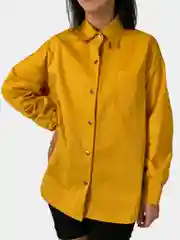 Желтый рубашка женская джинсовая оверсайз, one size