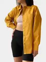 Желтый рубашка женская джинсовая оверсайз, one size