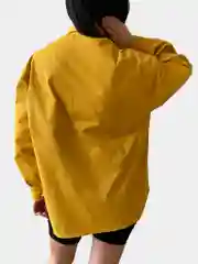 Желтый рубашка женская джинсовая оверсайз, one size
