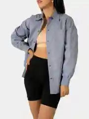 Голубой рубашка женская джинсовая оверсайз, one size